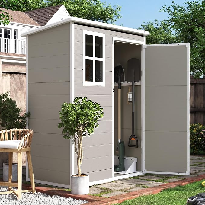 UDPATIO Outdoor Storage Shed 5x3 FT, Garden Plastic Sheds & Outdoor Resin Shed by UDPATIO