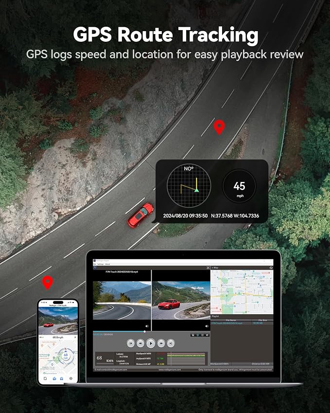 REDTIGER 4K Dash Cam Front and Rear, STARVIS 2 Sensor, Touch Screen 3.18" - Image 6