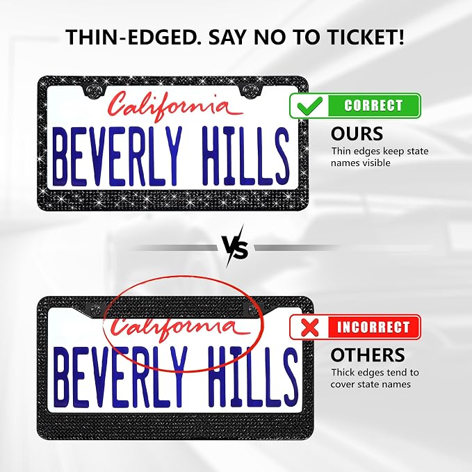 2 Pack Black Bling License Plate Frames - Image 6