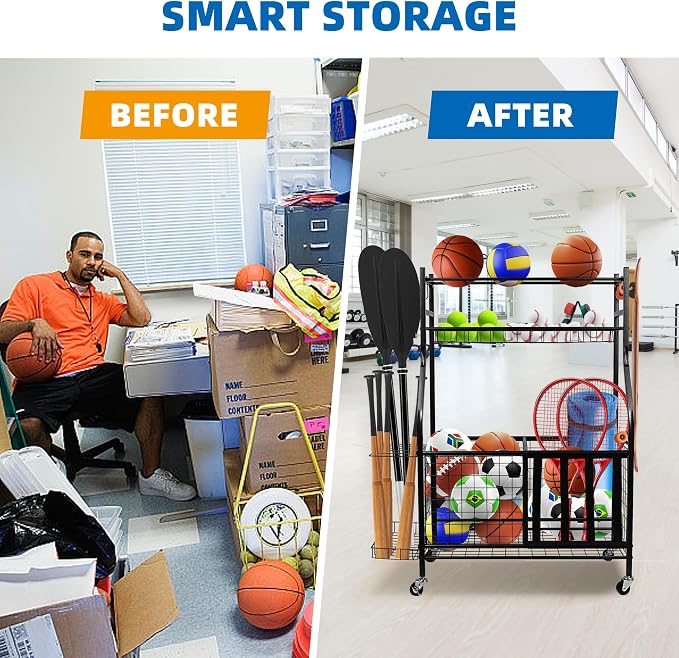 Garage Sports Equipment Organizer, Ball Storage Rack, Garage golf Organizer - Image 6