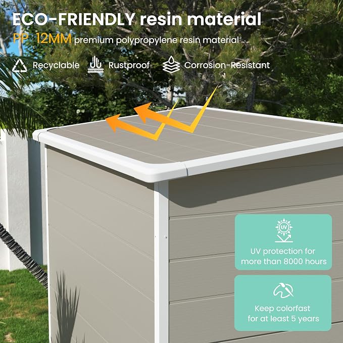 UDPATIO Outdoor Storage Shed 5x3 FT, Garden Plastic Sheds & Outdoor Resin Shed - Image 4