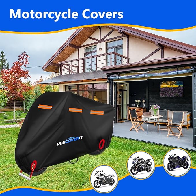 Motorcycle Cover, 600D Heavy Duty Waterproof Motorbike Cover, Dustproof - Image 7