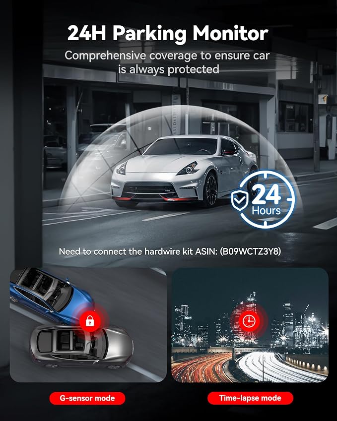 REDTIGER 4K Dash Cam Front and Rear, STARVIS 2 Sensor, Touch Screen 3.18" - Image 7