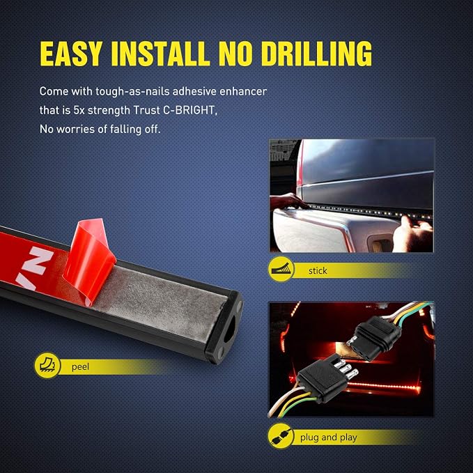 Nilight 48”/49” LED Tailgate Light Strip 90 LED Red/White - Image 2