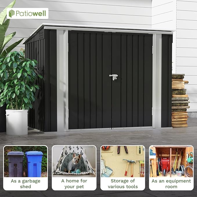 Patiowell 6 x 3 FT Horizontal Metal Shed, Outdoor Storage Shed - Image 3