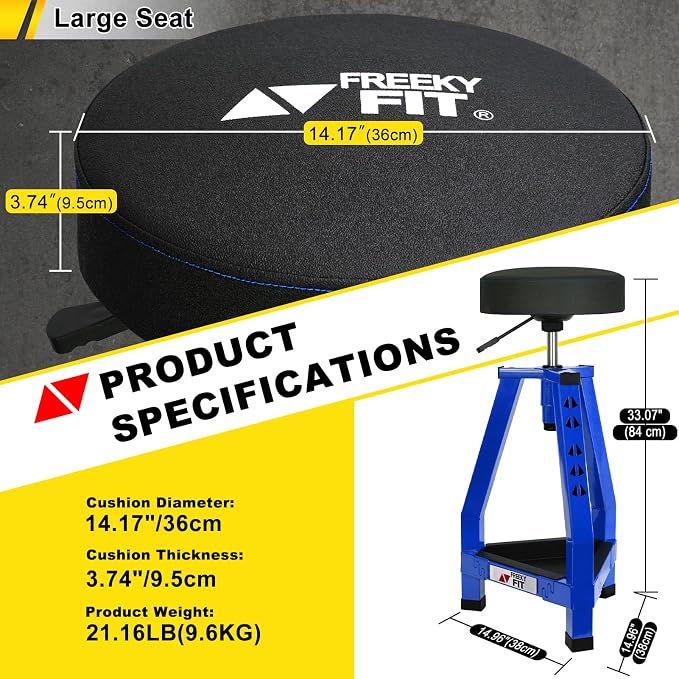 Adjustable Tall Shop Stool, Mechanics Garage Stool Chair, Work Metal Chair - Image 4