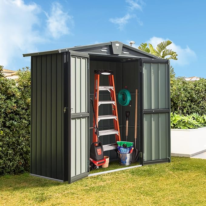 Domi Outdoor Storage Shed 5'x3, Metal Waterproof Tool Shed Utility Storage House by domioutdoorliving