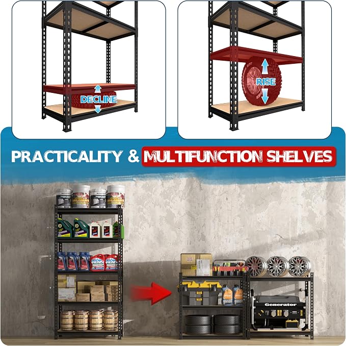 MUPATER 36" W x 18" D x 72" H Metal Storage Shelves, Heavy Duty Utility Shelf - Image 5