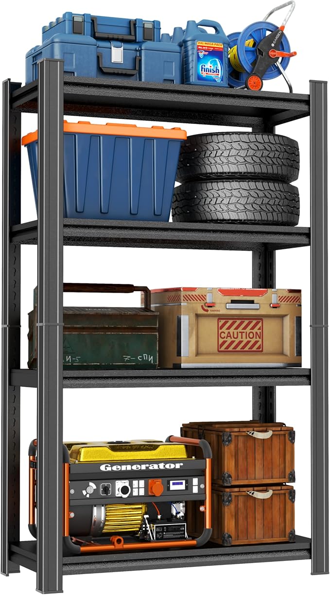 Metal Garage Shelving Unit, Heavy Duty 4-Tier Adjustable Storage Rack, Steel by Notmise