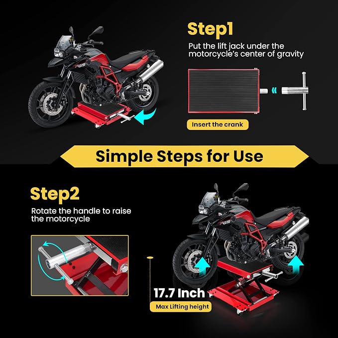 VIVOHOME 1100 Lbs Steel Wide Deck Motorcycle Lift ATV Scissor Lift Jack - Image 5
