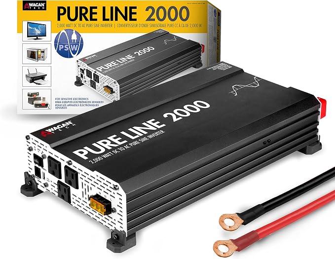 Wagan EL3808 Pure Line Power Inverter 2000 Watt DC 12V to 110V AC Car Pure Sine by WAGAN