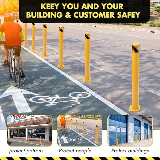 2 Pack Safety Bollard Post, 30 Inch Height 4.5 Inch Diameter Yellow Pipe Safety - Image 7