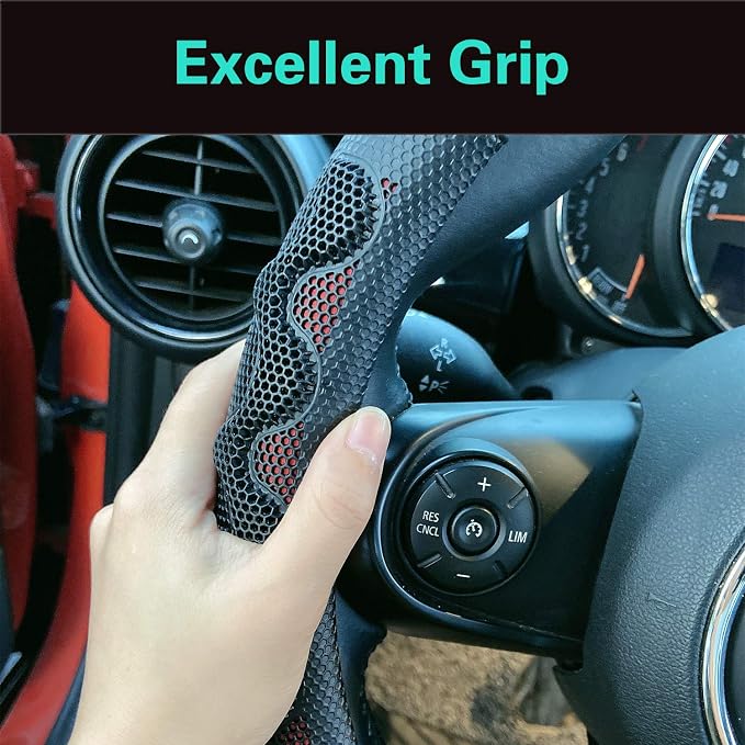 PINCTROT D Shaped 14 Inch Small Sized Steering Wheel Cover Great Grip - Image 4