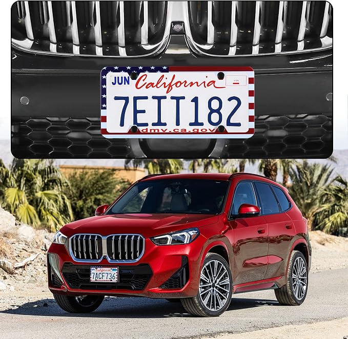 LivTee American Flag License Plate Frames, 4 Holes Stainless Steel License - Image 2