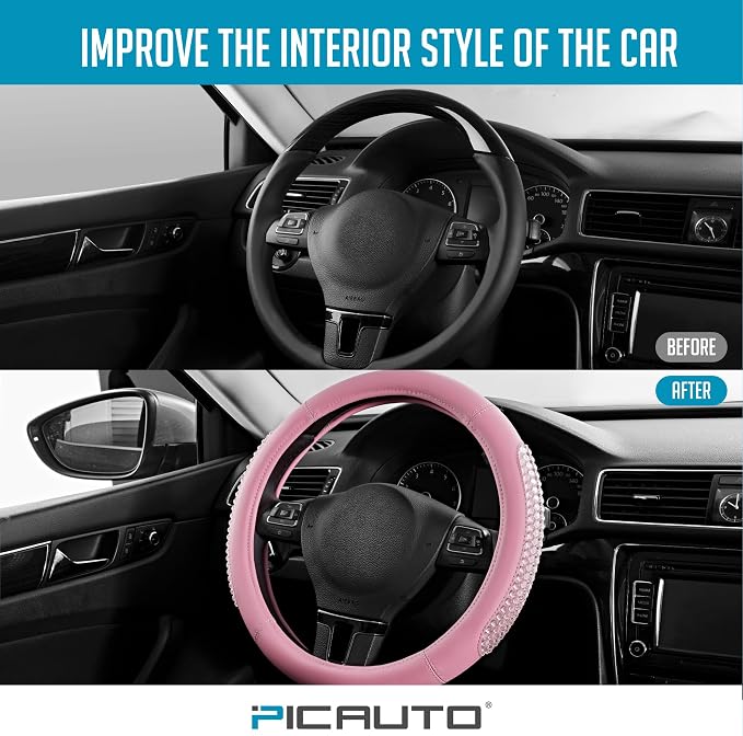 PIC AUTO Gel Particles Steering Wheel Cover, Universal Fit 14.5"-15.5" - Image 5