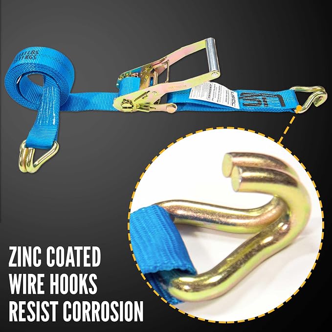 US Cargo Control 2 Inch Wide x 18 Foot Long Heavy Duty Ratchet Strap - Image 2