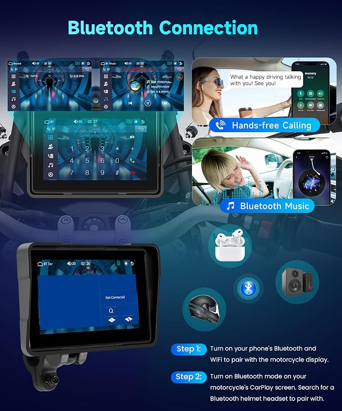 HD IPS Touch Screen Portable Wireless Apple Carplay Screen - Image 4