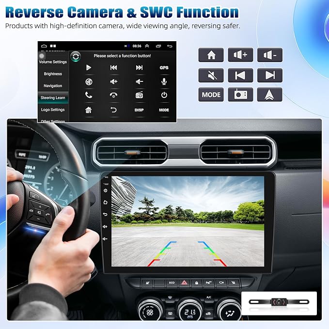 Double Din Car Stereo Radio Receiver, 10.1” 2.5D Curved HD Touch Screen Head - Image 4