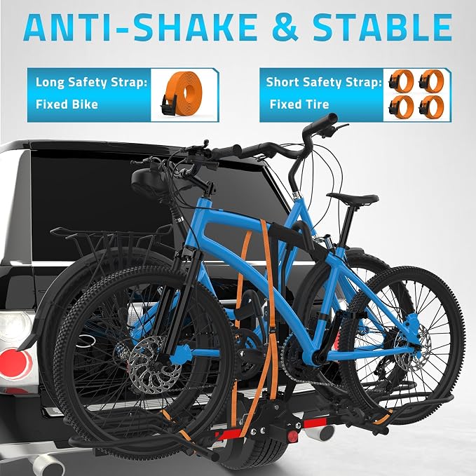 PAULINN Ebike Rack for Tow Hitch, Heavy Duty 2 Bike Folding Bicycle Car SUV - Image 5