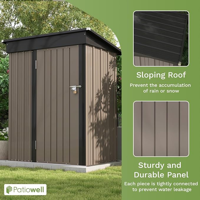 Patiowell 5x3 FT Outdoor Storage Shed, Tool Shed - Image 4