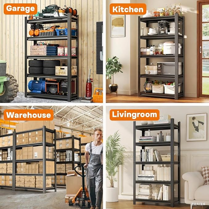 Metal Garage Shelving, 5 Tier Adjustable 3600 lbs Capacity Metal Storage - Image 8