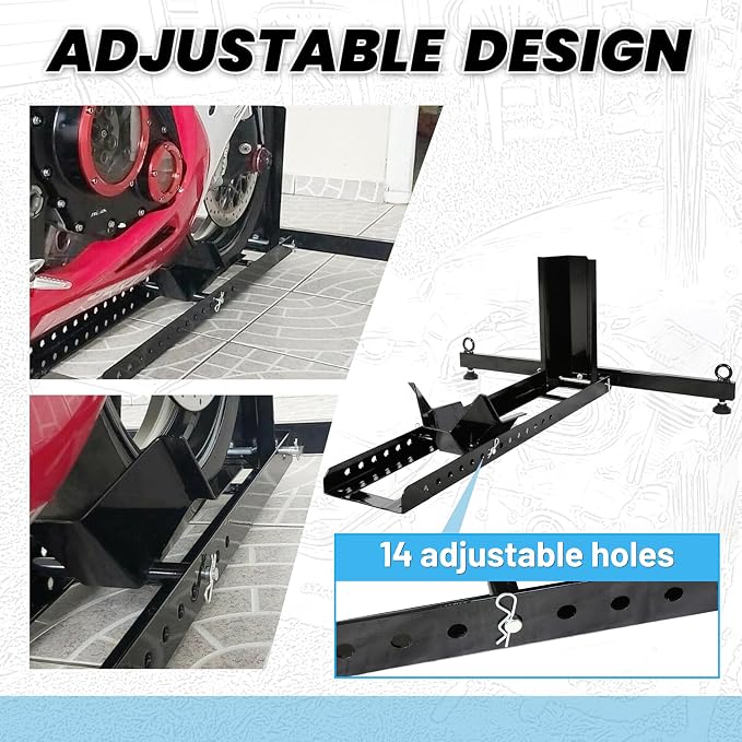 KUAFU Motorcycle Wheel Chock Stand Upright 1800 LBS, Wide Range 3“ to 5” - Image 3