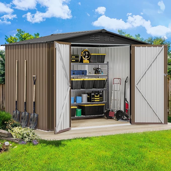 DWVO 8'x6' Large Metal Outdoor Storage Shed, Heavy Duty Tool Storage Sheds - Image 2