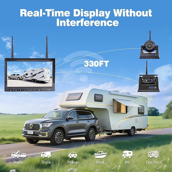 10.1" 4-Magnetic Wireless RV Backup Camera, HD1080P DVR Monitor, IP69 - Image 6