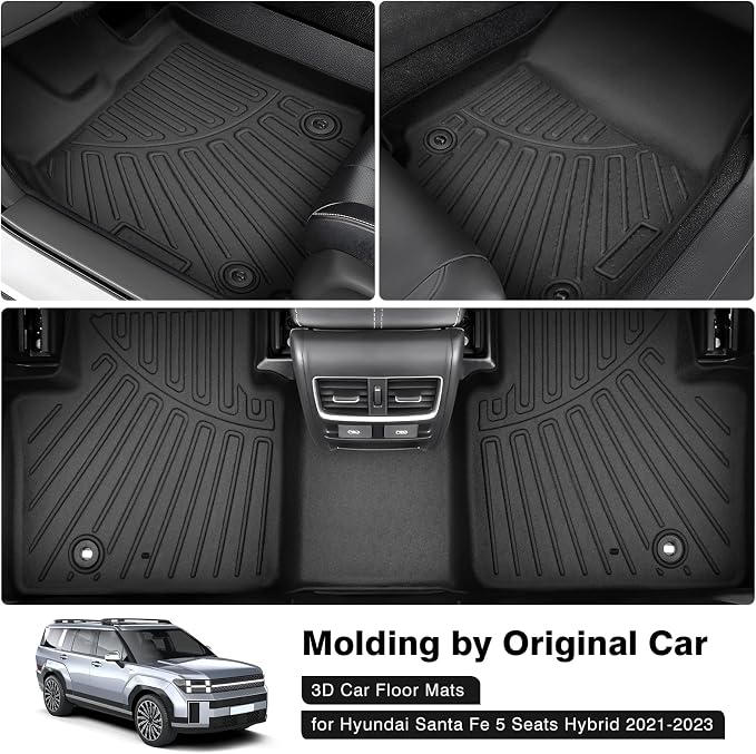 Powerty Floor Mats for 2021-2023 Hyundai Santa Fe 5 Seats, Custom Fit for - Image 2