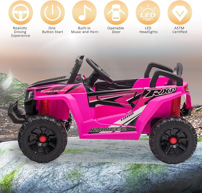 TOBBI 12V Kids Ride on Car, Electric Off-Road UTV Truck - Image 2