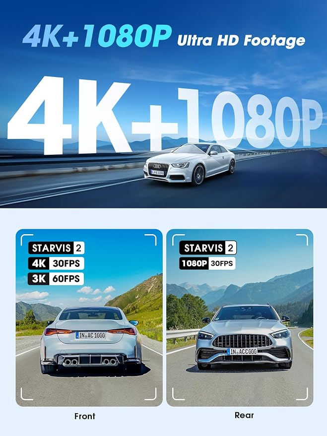 DDPAI Dash Cam Front and Rear, Dual STARVIS 2 IMX678 IMX662 Dashcam, 4K+1080P - Image 3