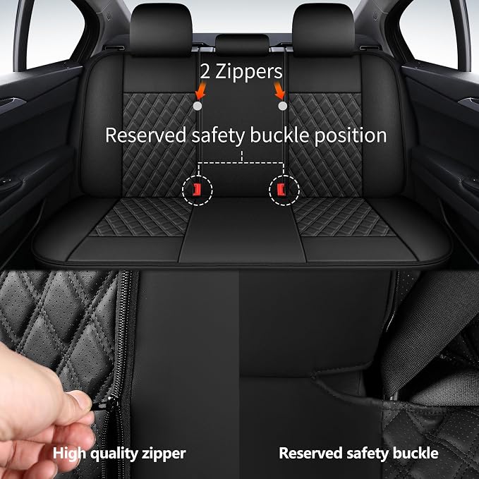 Car Seat Covers Full Set, Breathable and Waterproof Napa Leather Car Seat Cover - Image 3