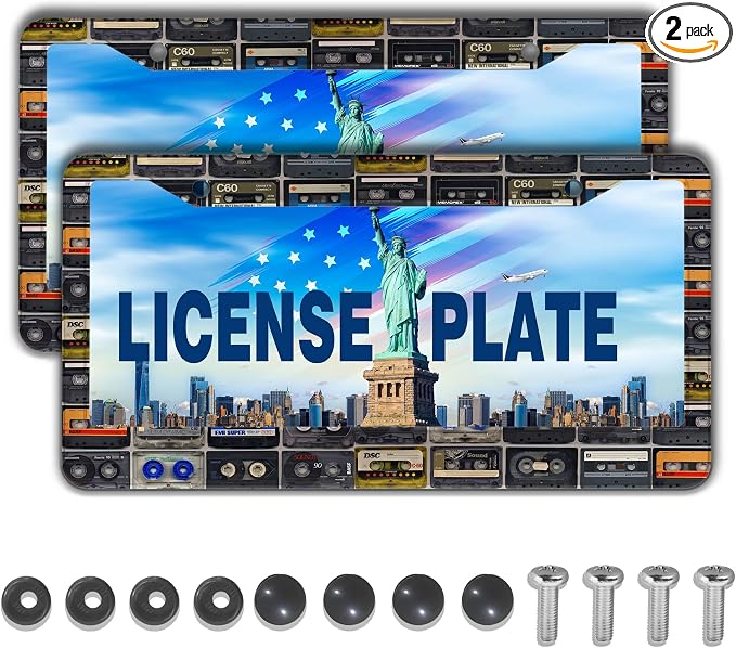 License Plate Protector Multicolor License Plate Frames Vintage Cassette Music by Unknown