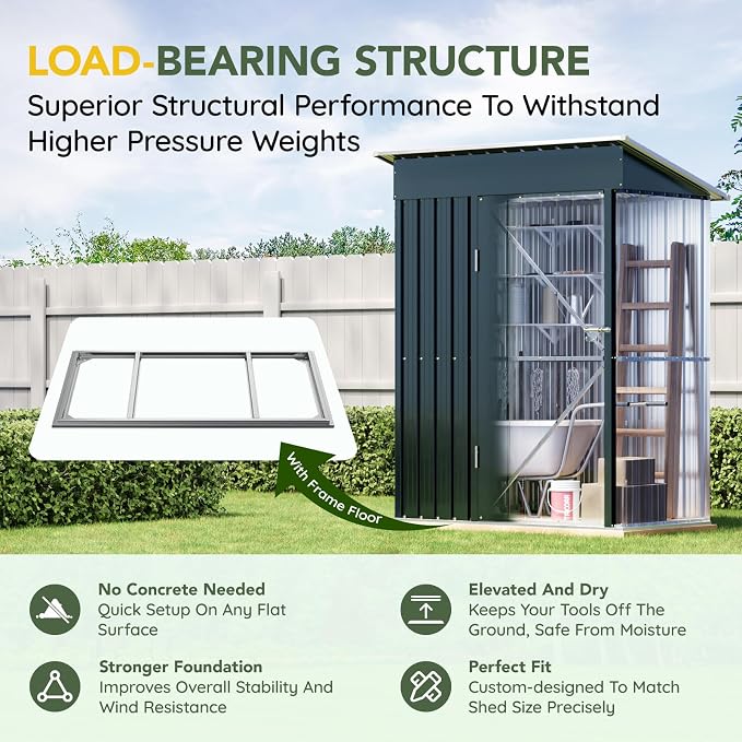 Breezz 5x3FT Vertical Outdoor Steel Storage Shed - Image 3