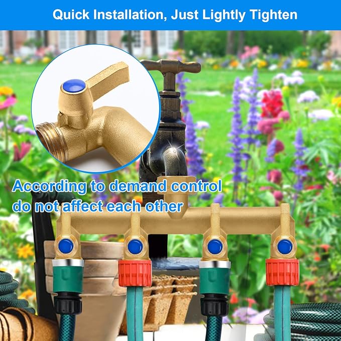 Brass Garden Hose Splitter, 4 Way Hose Splitter, Outdoor Hose Splitter - Image 4