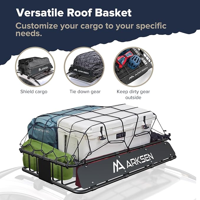ARKSEN 30 x 50 x 6 Inch Universal Extra Wide 150LB Heavy Duty Roof Rack Cargo - Image 3