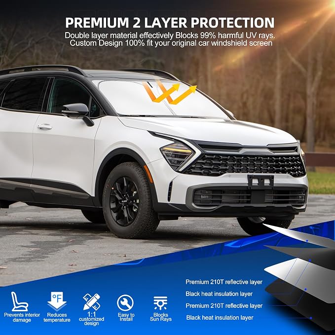 Windshield Sun Shade for Kia Sportage 2023-2025 2026 Foldable Sunshade Custom - Image 3