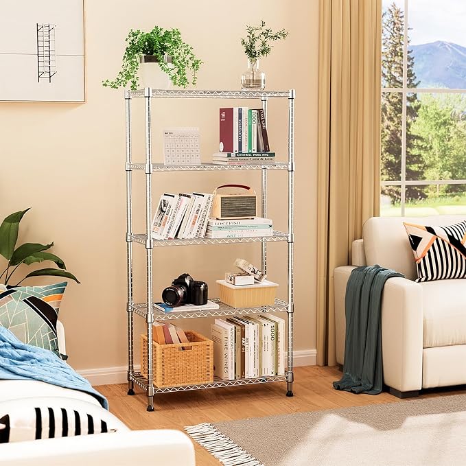MZG 1750 lbs 5 Tier Storage Rack Metal Wire Shelving Unit, Storage Standing - Image 6