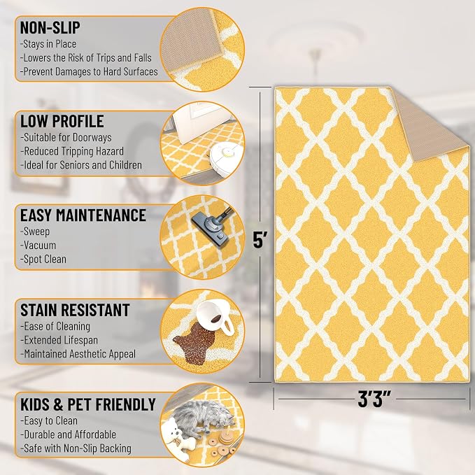 Ottomanson 3'3" x 5' Rugs for Living Room Trellis Area Rug for Bedroom - Image 2