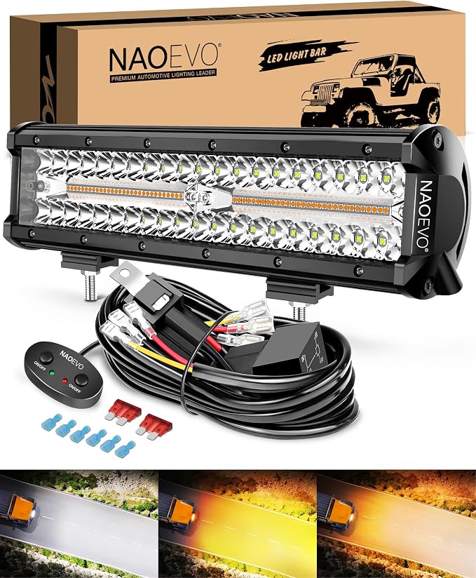 NAOEVO 12 Inch LED Light Bar, 300W 30000LM LED Offroad Fog/Driving Lights by NAOEVO