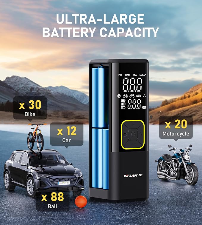 Tire Inflator Portable Air Compressor, InflaVive 3X Fast Inflate Cordless Air - Image 4