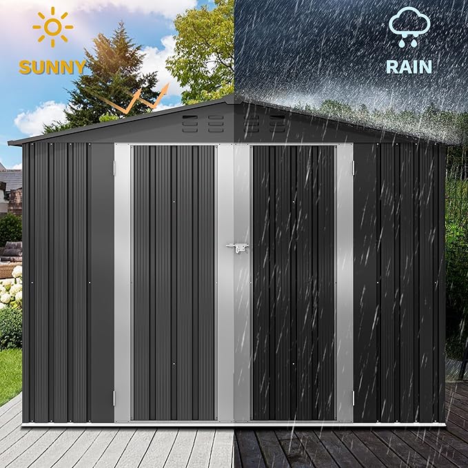 DWVO 8x6FT Outdoor Storage Shelter, Roomy Steel Tool Shed - Image 4