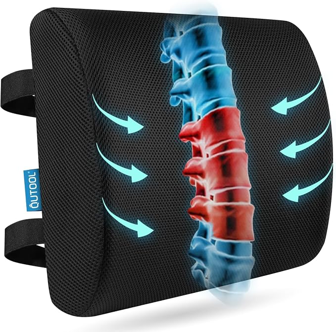 Lumbar Support Pillow for Office Chair, College Dorm Room Essentials, Memory by QUTOOL