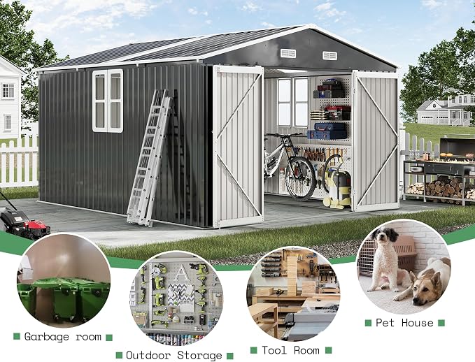 AMERLIFE 10x12x7 FT Galvanized Steel Storage Shed - Image 5