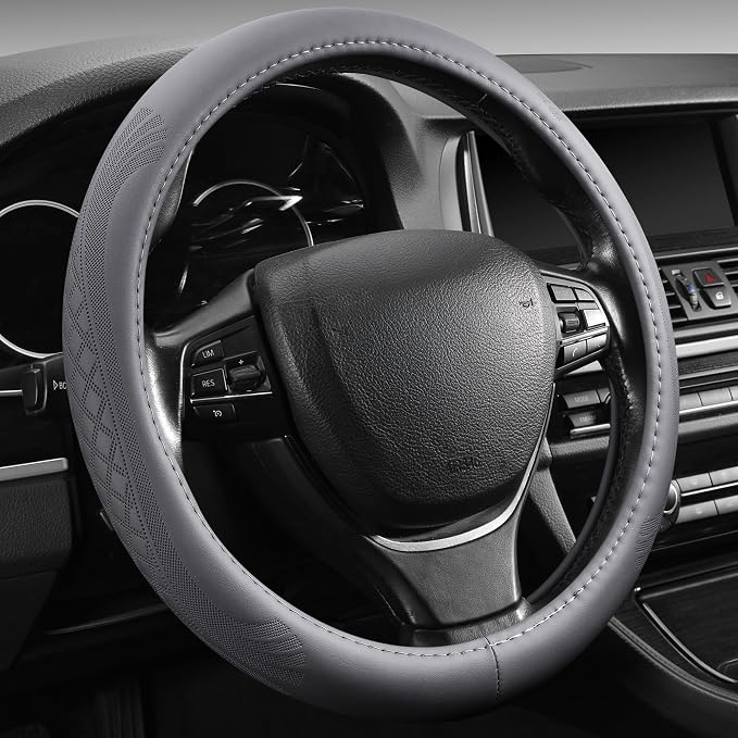 【2025 Model】 Breathable Soft Leather Car Steering Wheel Cover by PJBTVZ