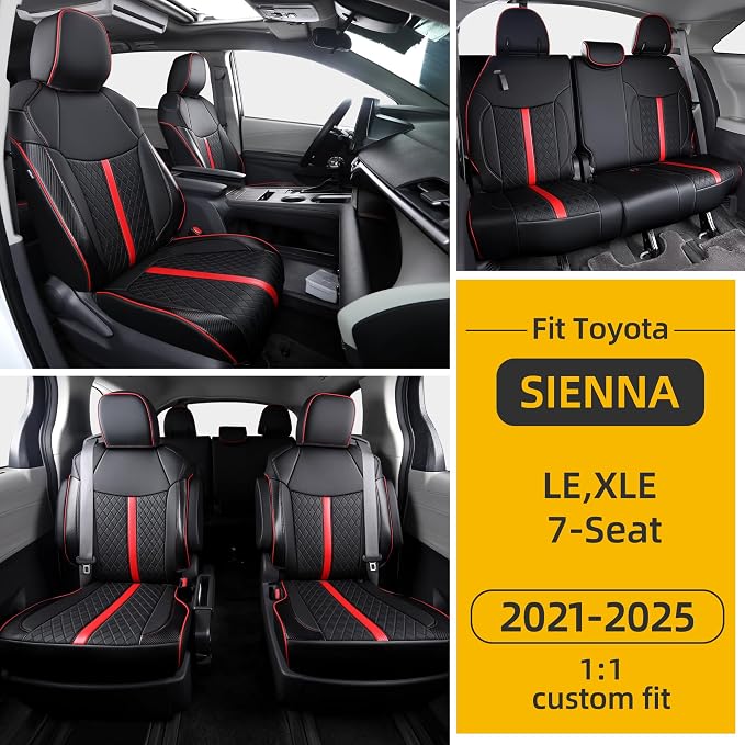 Custom Fit Sienna Seat Covers for Toyota Sienna LE, XLE 2021-2025 3-Row - Image 8