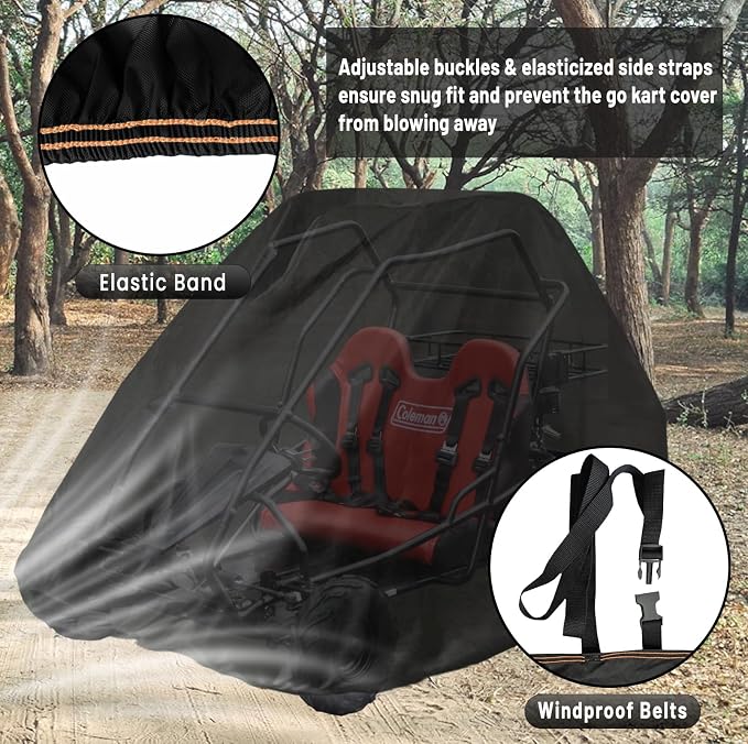 Go Kart Cover, 2 Seater for Co leman KT196 GO Kart Covers 420D Waterproof Large - Image 3