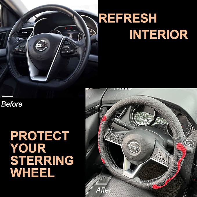 PINCTROT D Shaped Comfy Grip Steering Wheel Cover, Anti-Slip Design, Flat - Image 4