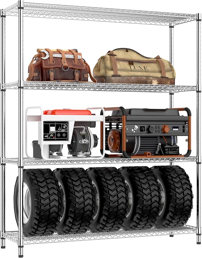 IZEUK 2640 LBS Garage Shelving Wide Storage Shelves 4 Tier Metal Shelves Heavy by Unknown