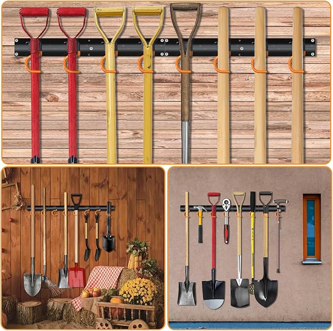 3-H 12×16" All Metal Garden Tool Organizer Wall Mount, Broom Holder Wall Mount - Image 7
